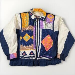 Vintage East West Windbreaker Jacket L Multicolor Abstract 90’s Lightweight(A15)